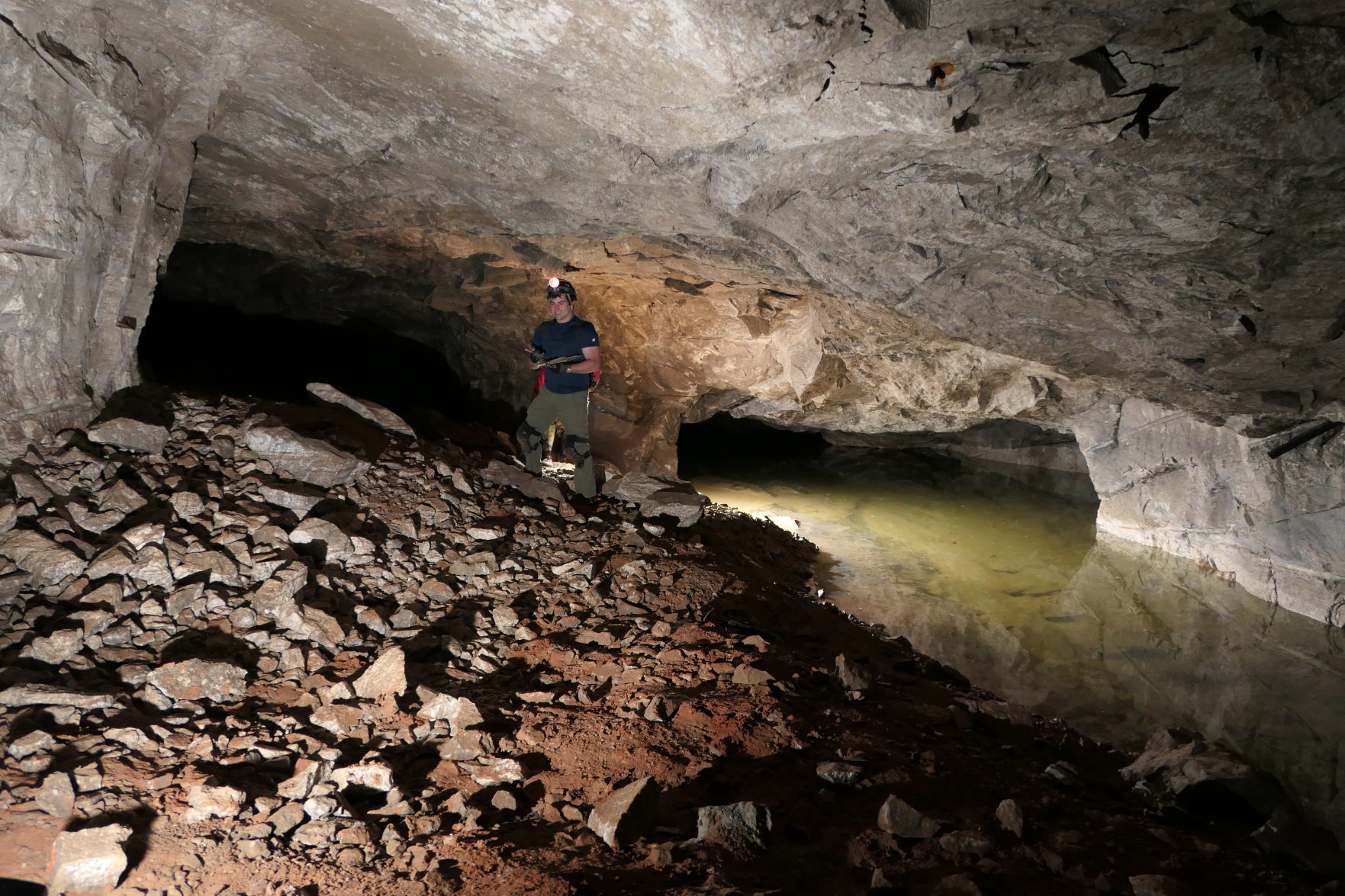 A pool of water inside the mine